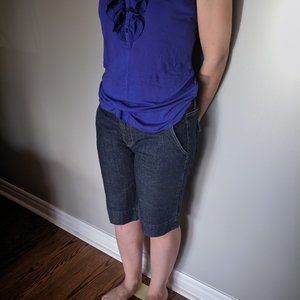 Denim knee length shorts